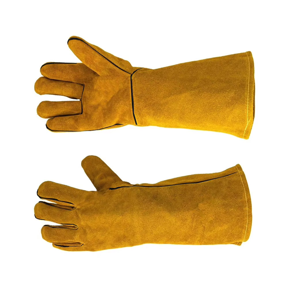 Cowhide Flame-Retardant Welding Work Gloves Heat-Proof Metal Welding Protector Yellow Gloves Soldering Welding Gloves Tools