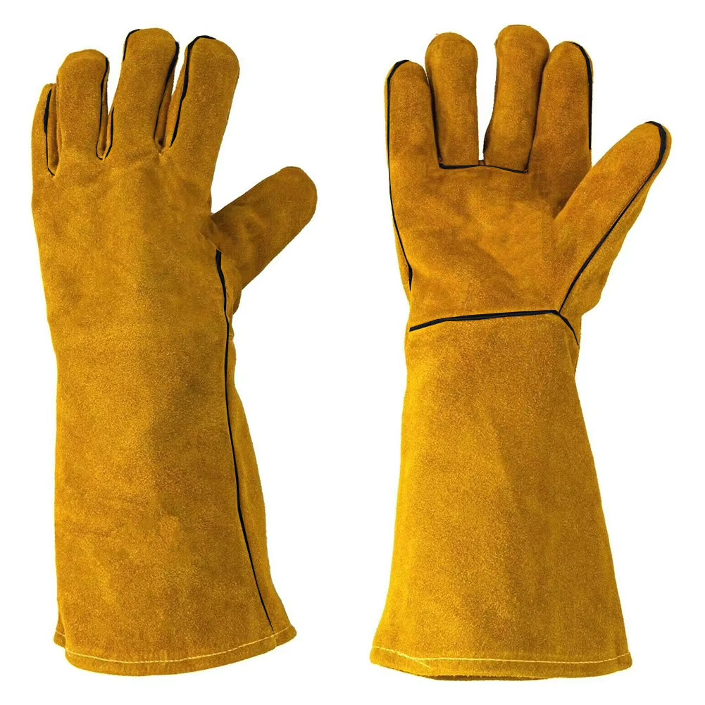 Cowhide Flame-Retardant Welding Work Gloves Heat-Proof Metal Welding Protector Yellow Gloves Soldering Welding Gloves Tools