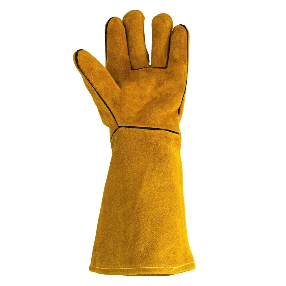 Cowhide Flame-Retardant Welding Work Gloves Heat-Proof Metal Welding Protector Yellow Gloves Soldering Welding Gloves Tools