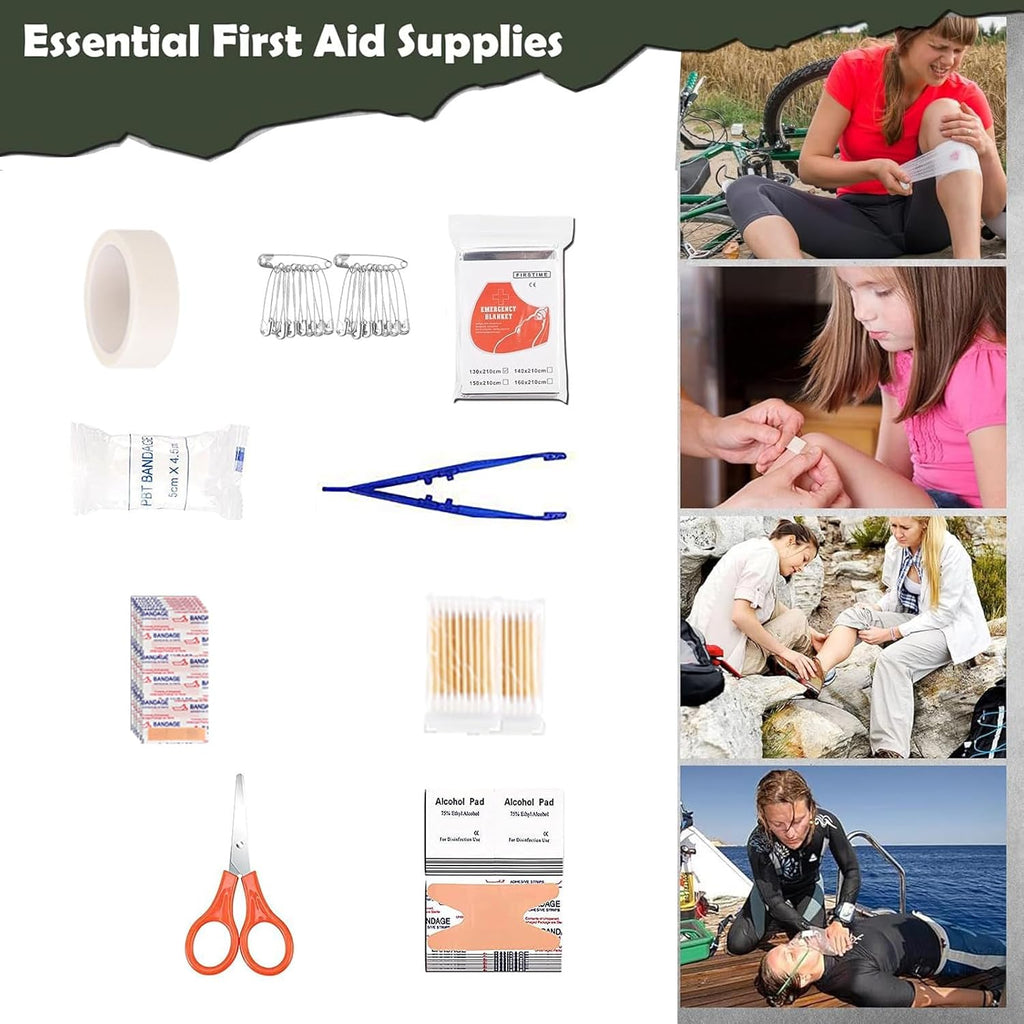 Survival Kit, Emergency Kit and First Aid Kit for Outdoor, Perfect for Camping, Outdoor Adventure, Hiking and Hunting