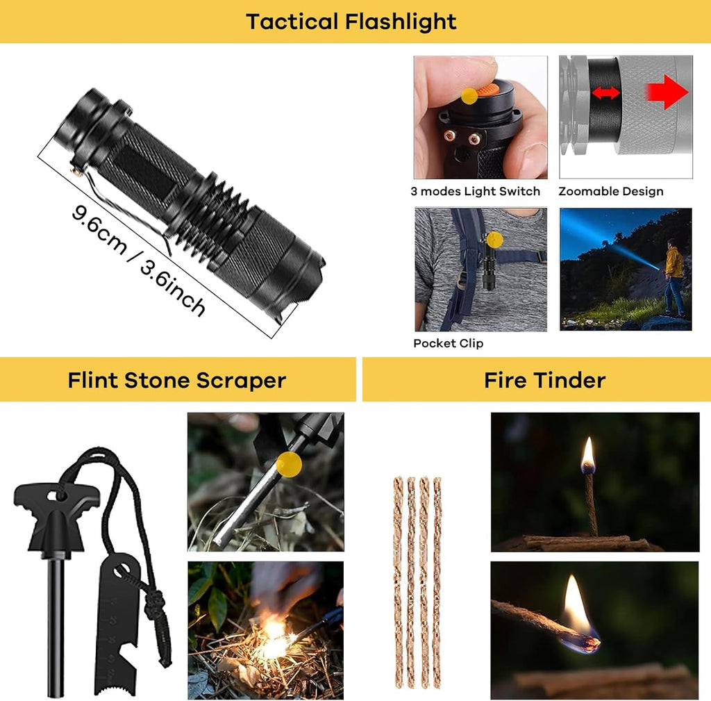 Survival Kit, Emergency Kit and First Aid Kit for Outdoor, Survival Gear , Perfect for Camping, Hiking and Hunting