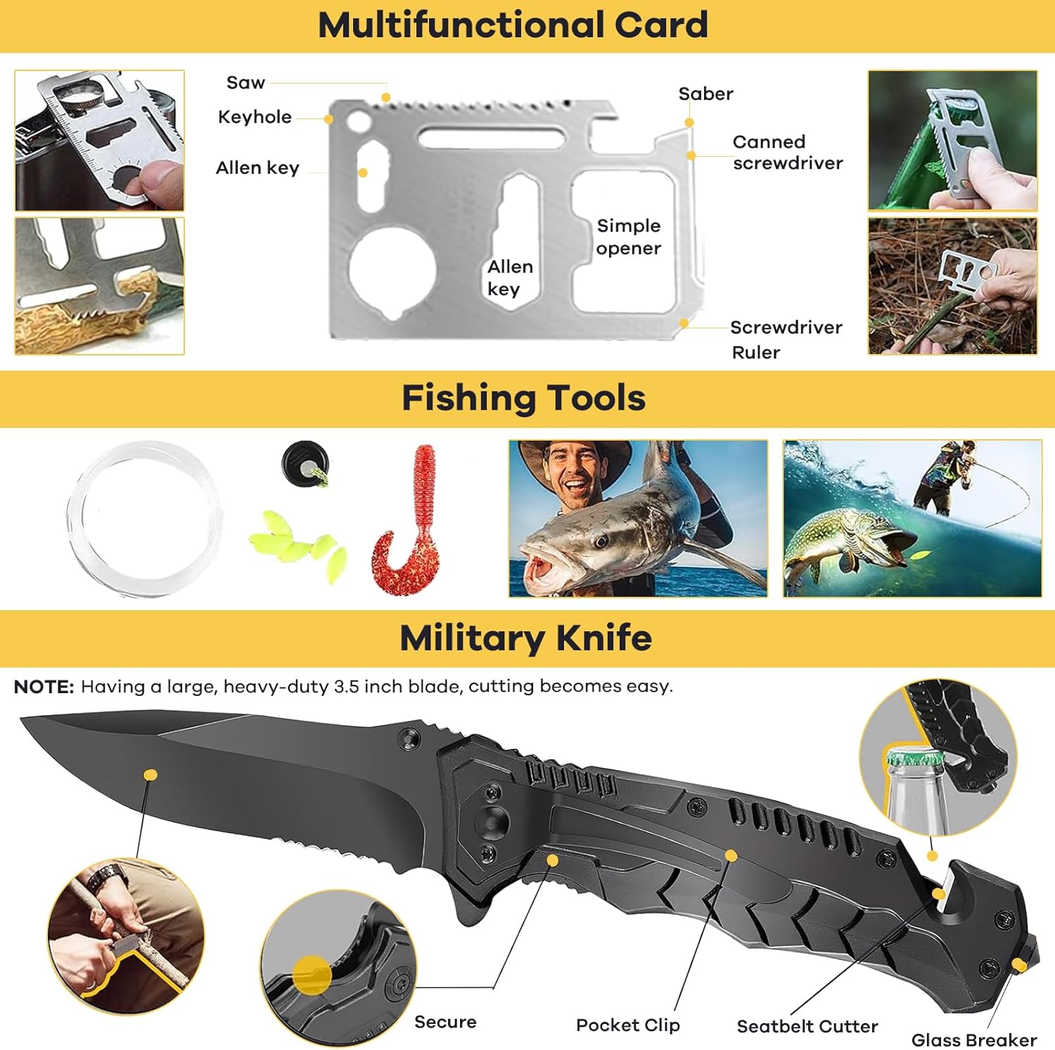 Survival Kit, Emergency Kit and First Aid Kit for Outdoor, Survival Gear , Perfect for Camping, Hiking and Hunting