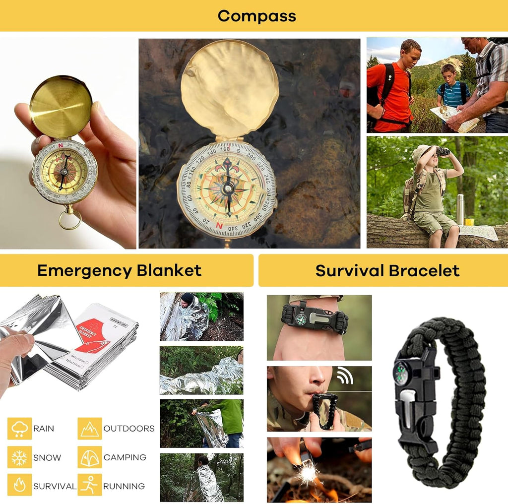 Survival Kit, Emergency Kit and First Aid Kit for Outdoor, Survival Gear , Perfect for Camping, Hiking and Hunting