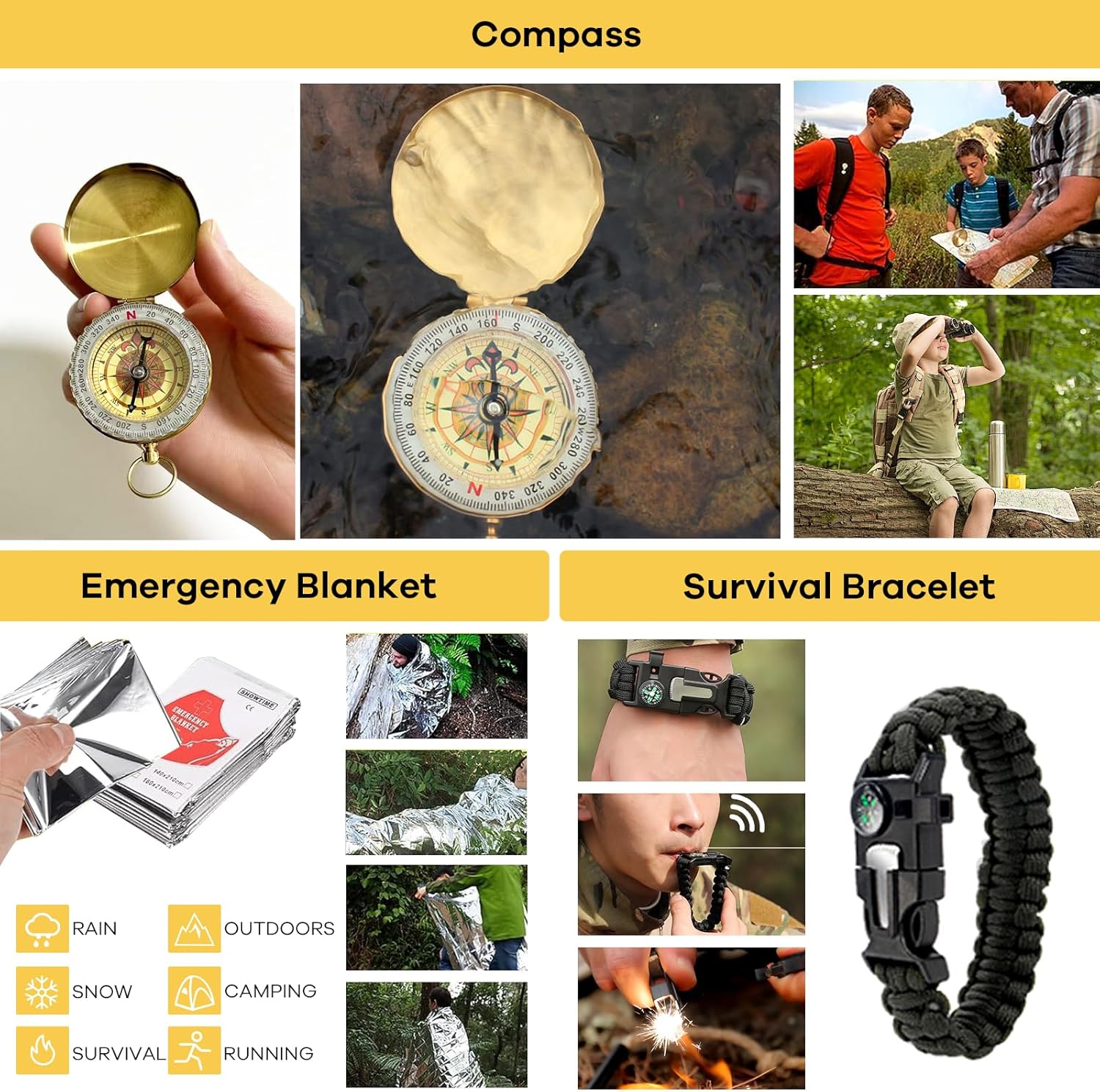 Survival Kit, Emergency Kit and First Aid Kit for Outdoor, Survival Gear , Perfect for Camping, Hiking and Hunting