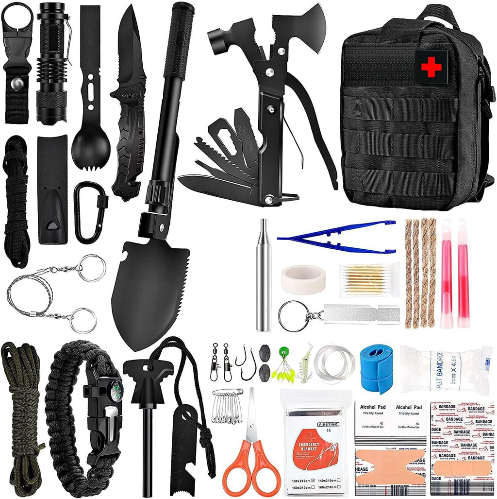 Survival Kit, Emergency Kit and First Aid Kit for Outdoor, Perfect for Camping, Outdoor Adventure, Hiking and Hunting
